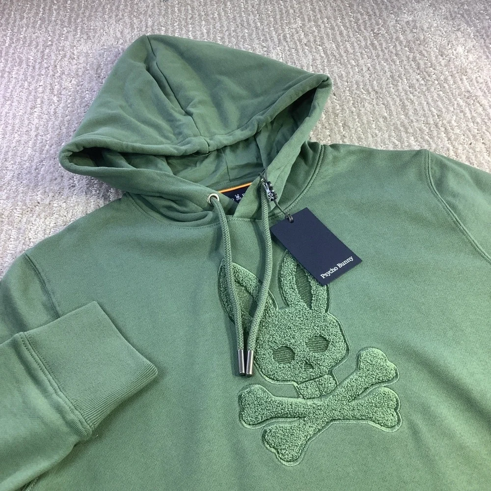 Psycho Bunny Pacific High Pile Chenille Hoodie Laurel Wreath Green XS‎ NWT